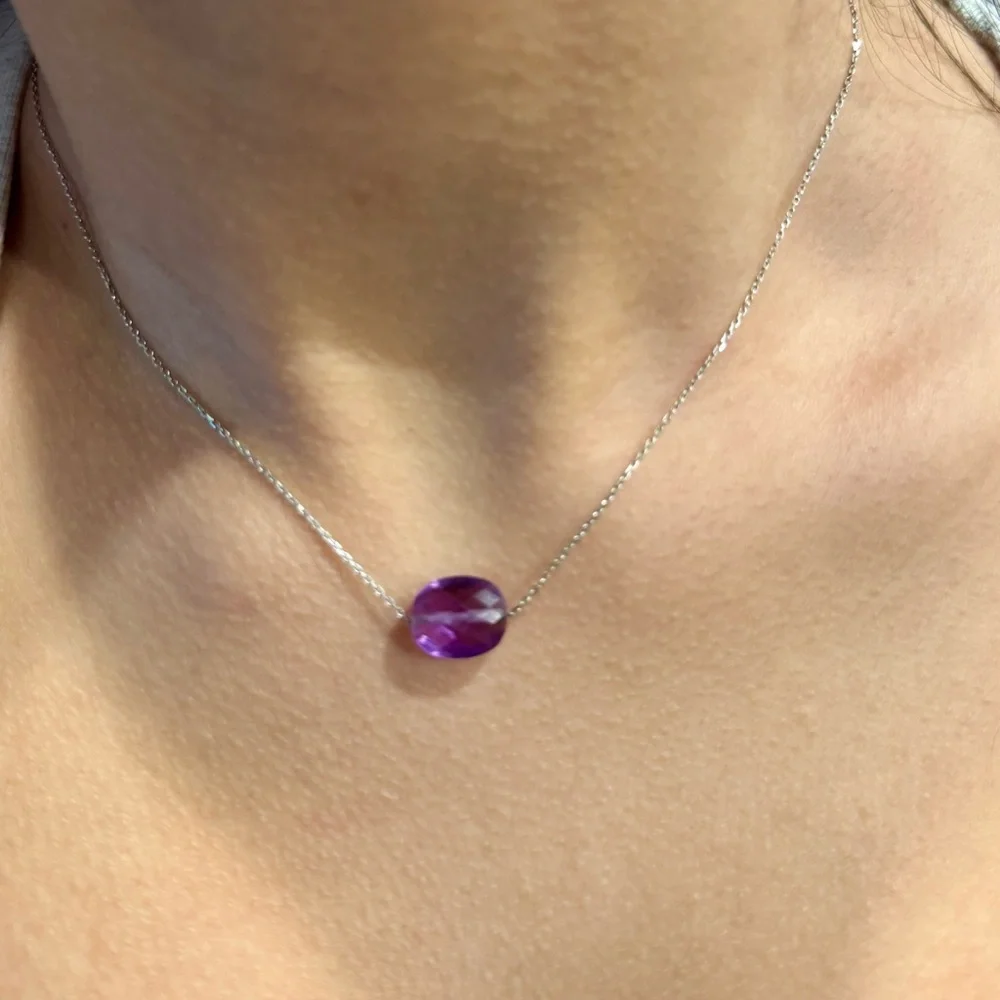 Mother/Daughter Amethyst Cushion cut  Necklace and Bracelet Set - Picture 6 of 6